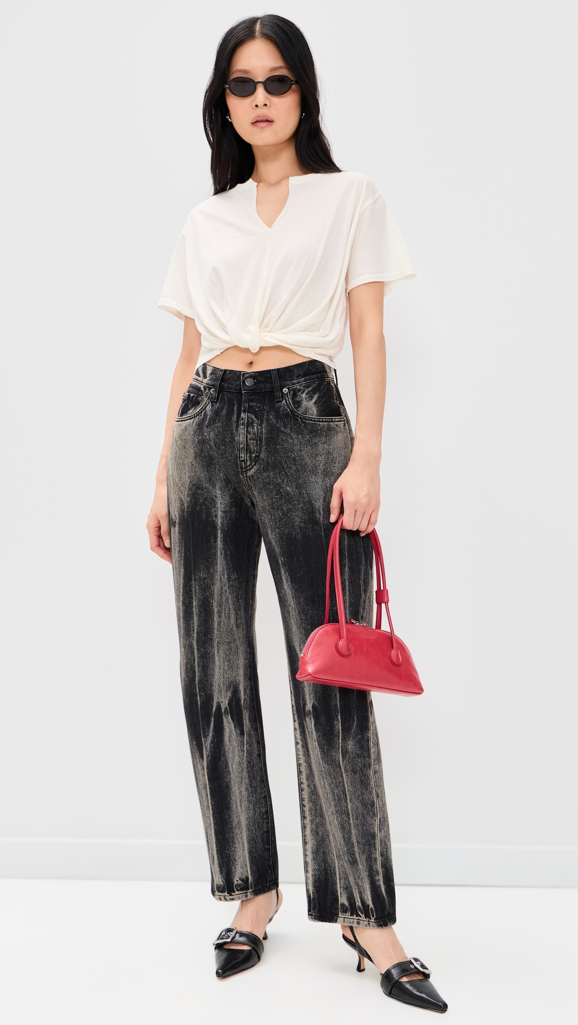 Twisted Front Tee Ecru