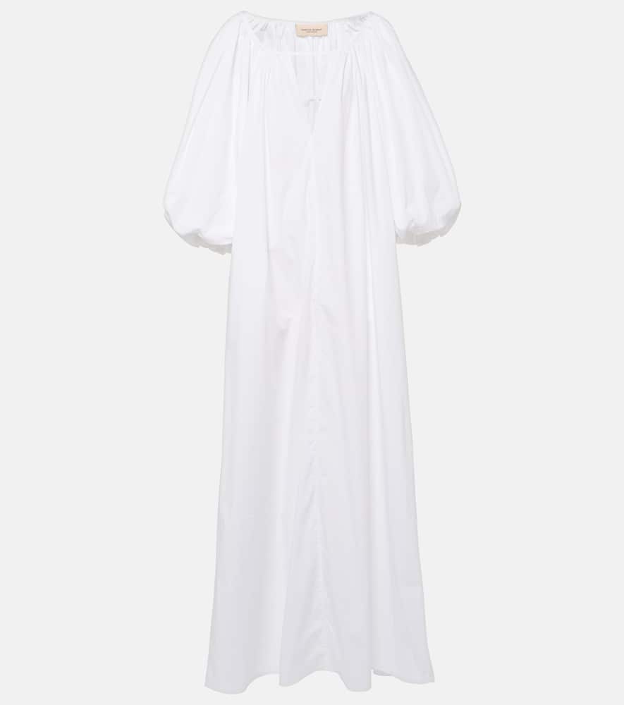 Puff-sleeve cotton maxi dress