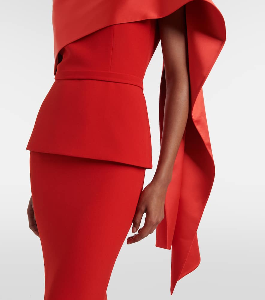 Safiyaa Evangelina caped crêpe gown