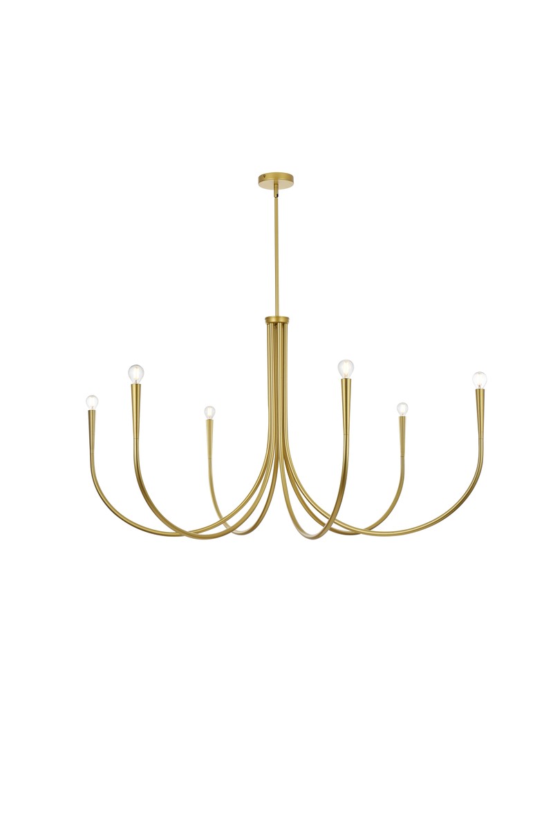 Brass Six Light Chandelier from the Layne Collection
