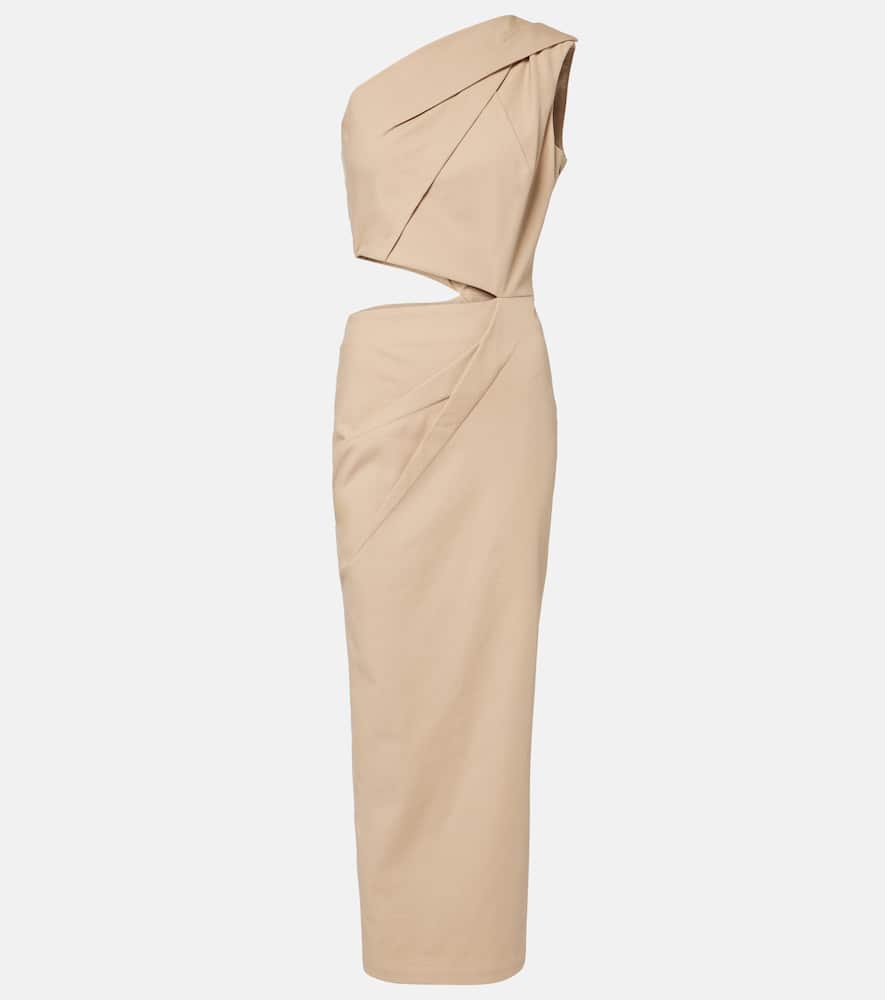 Cutout cotton-blend twill maxi dress