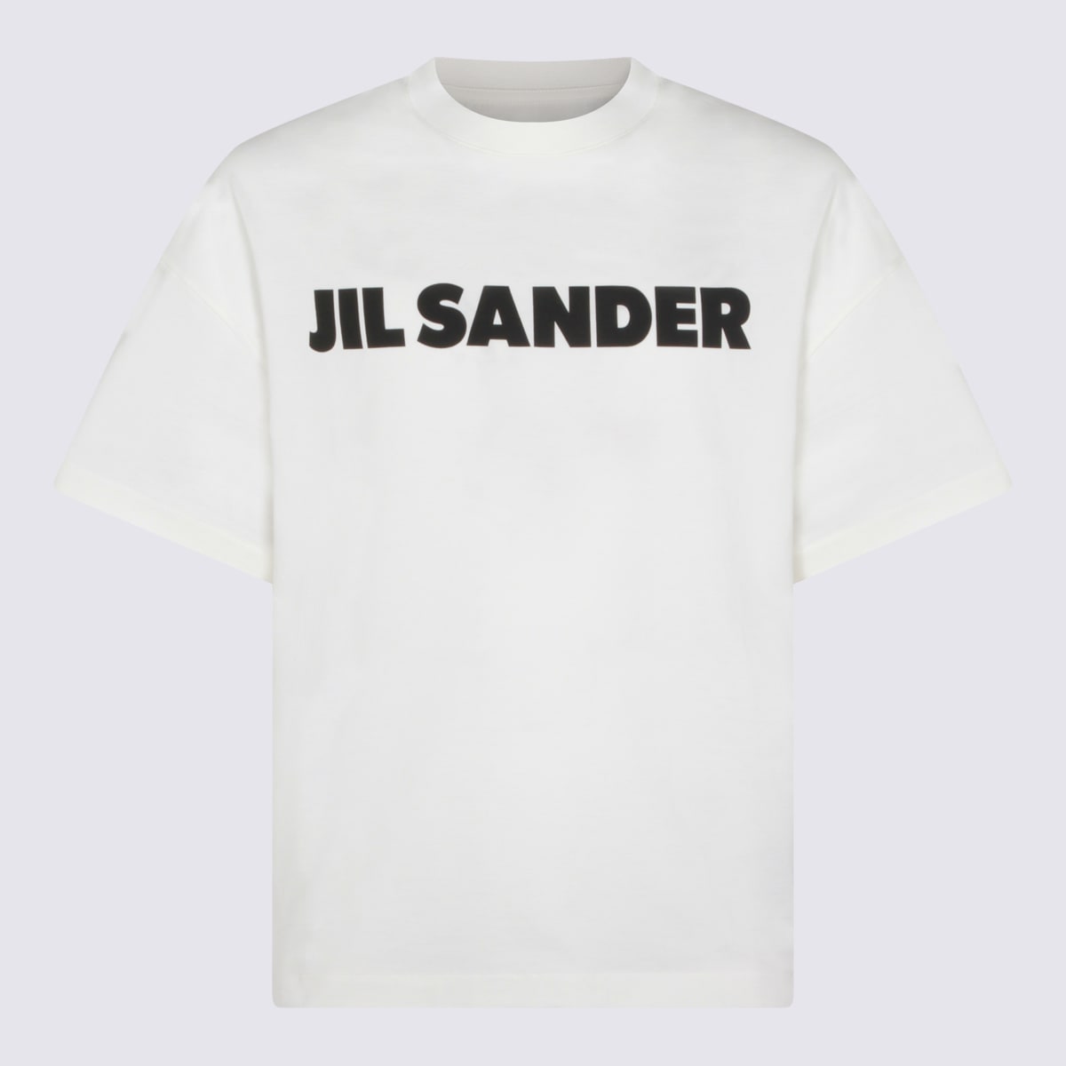 White Crewneck T-Shirt With Logo Lettering On The Front In Cotton Man