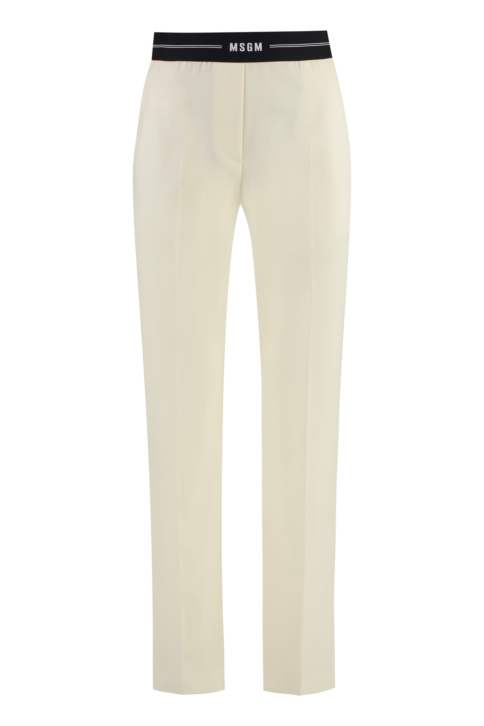 Palazzo Trousers in Cool Wool with Elastic Band and Logo