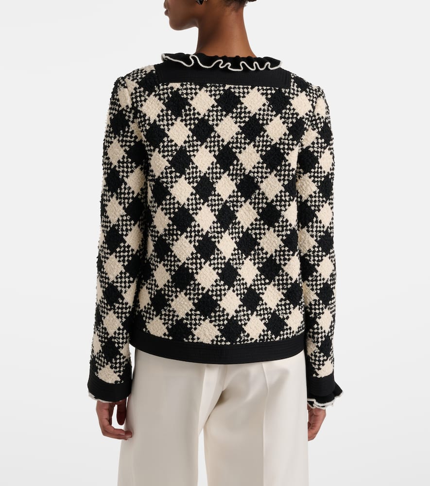 Checked ruffled tweed jacket