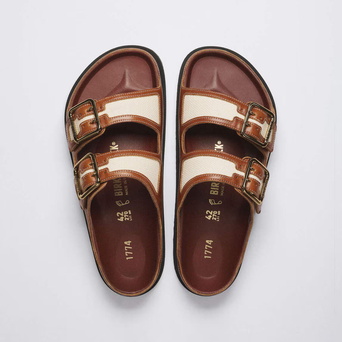 Canvas Two-Strap Sandal — Brown