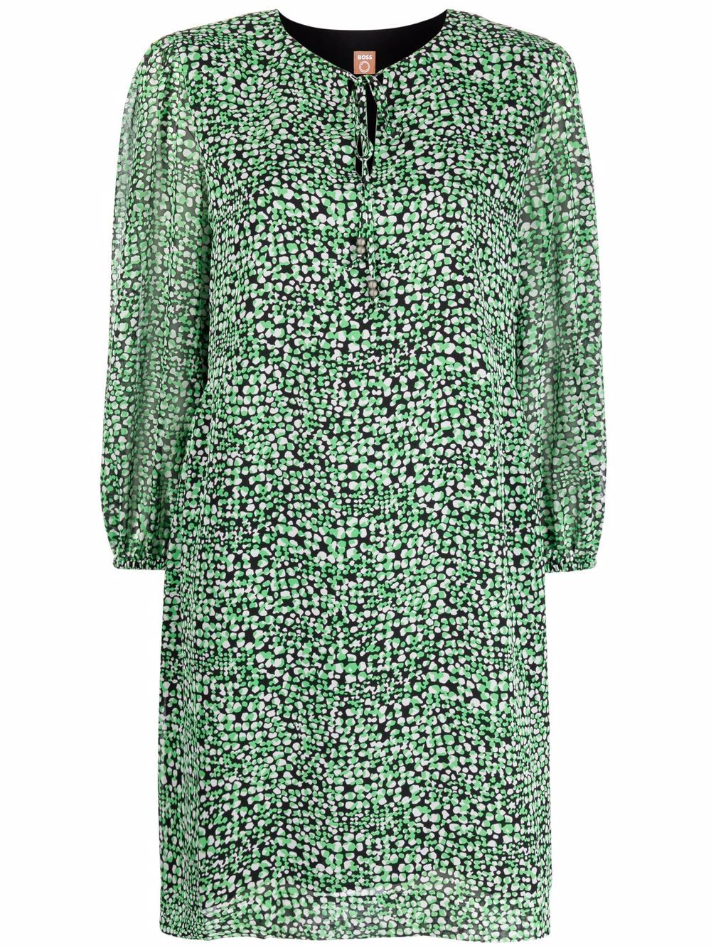 Graphic-print long-sleeve dress - Green