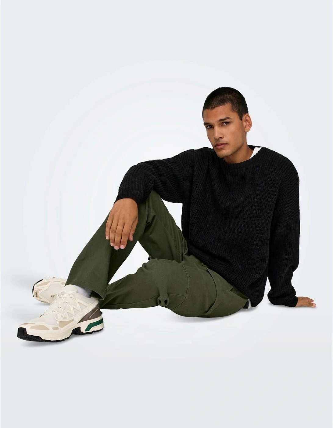 Only Men's Solid Patterned Straight Cargo Pants - Green - : 31W r