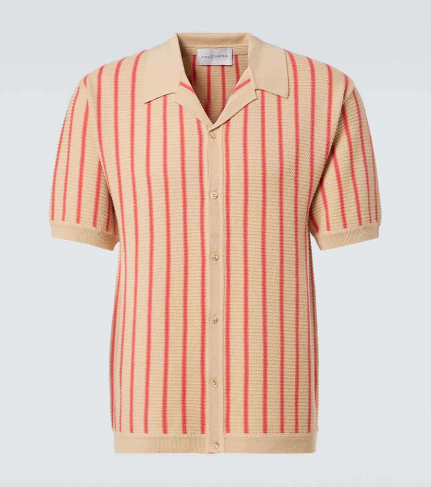 King & Tuckfield Striped knitted wool bowling shirt