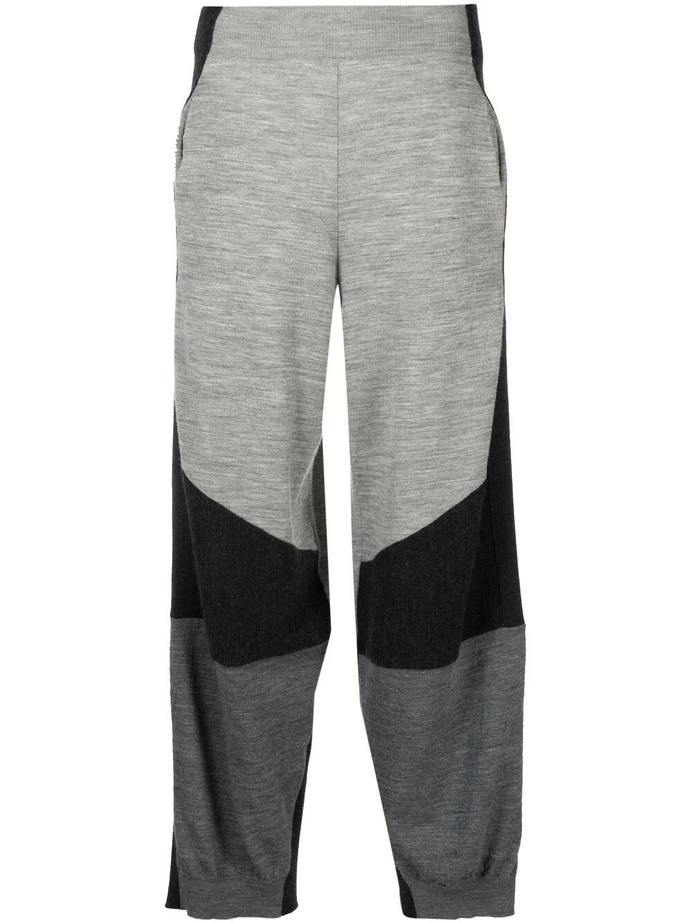 Colour-block knitted trousers - Grey