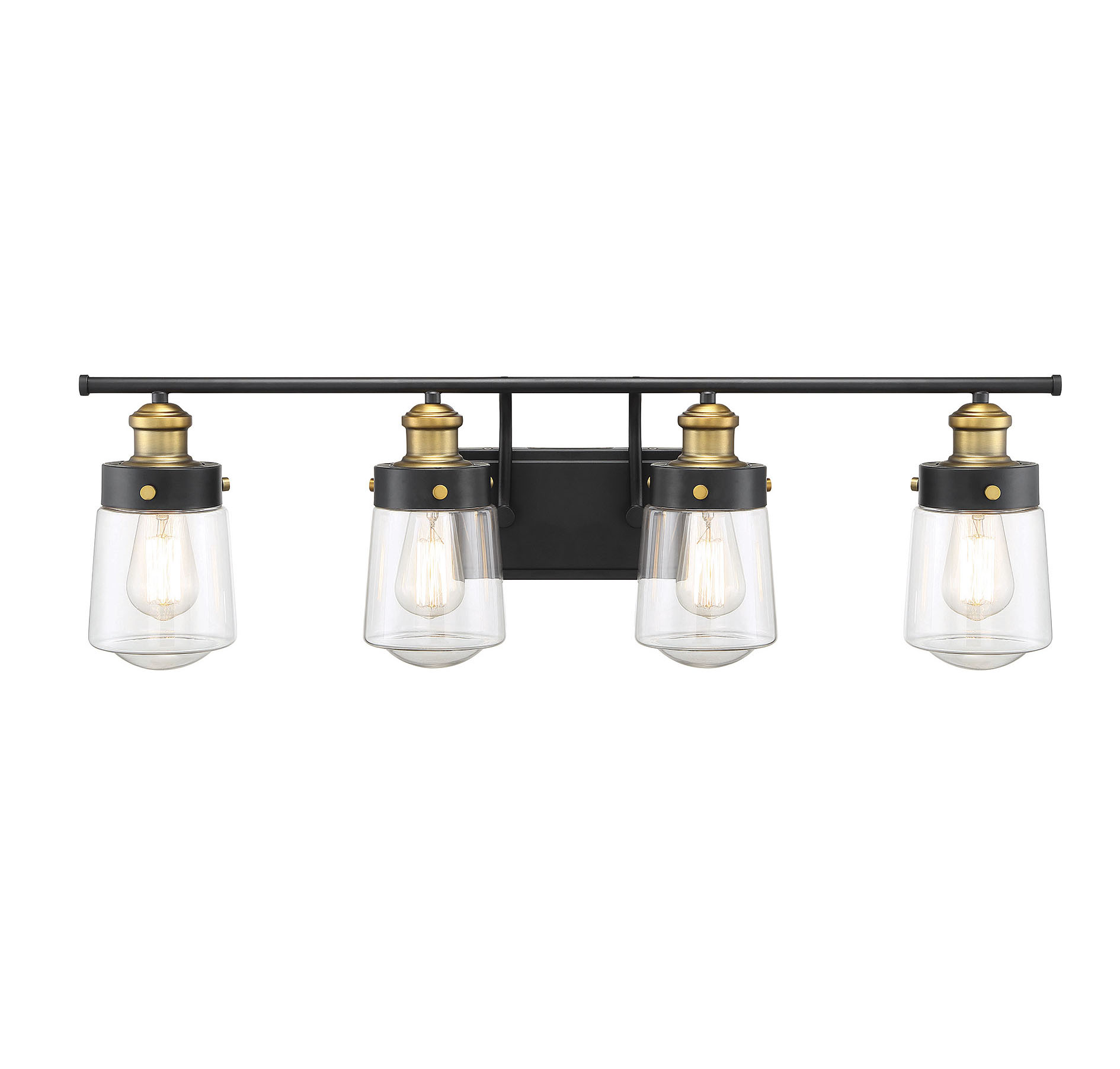 Savoy House Macauley 4-Light Bathroom Vanity Light in Vintage Black With Warm Bras