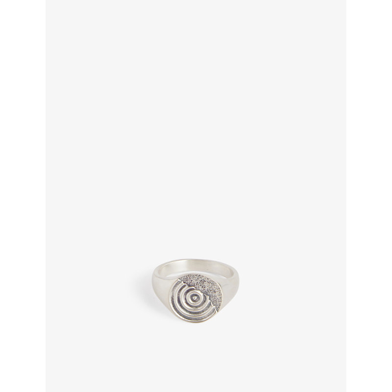 Mens Silver Orbit Engraved Sterling-silver Ring 
