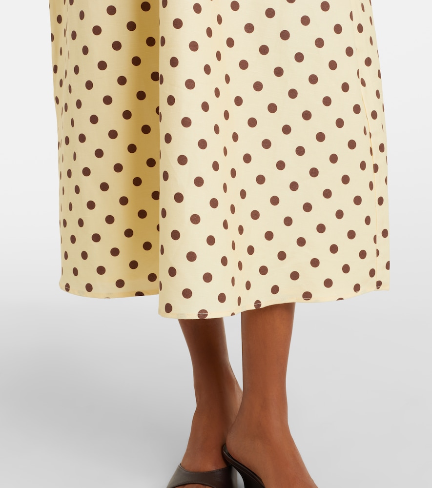 Bowie polka-dot linen and cotton midi dress