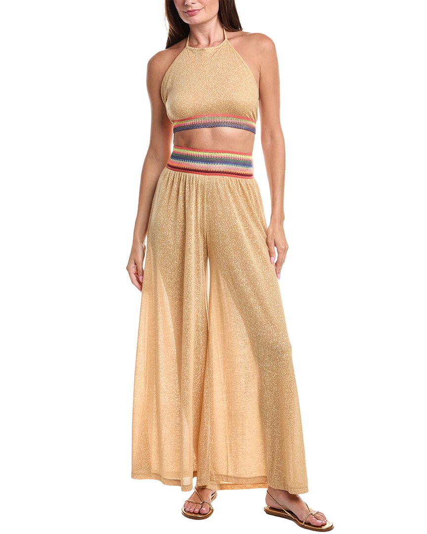 2Pc Halter Top & Wide Leg Pant Set
