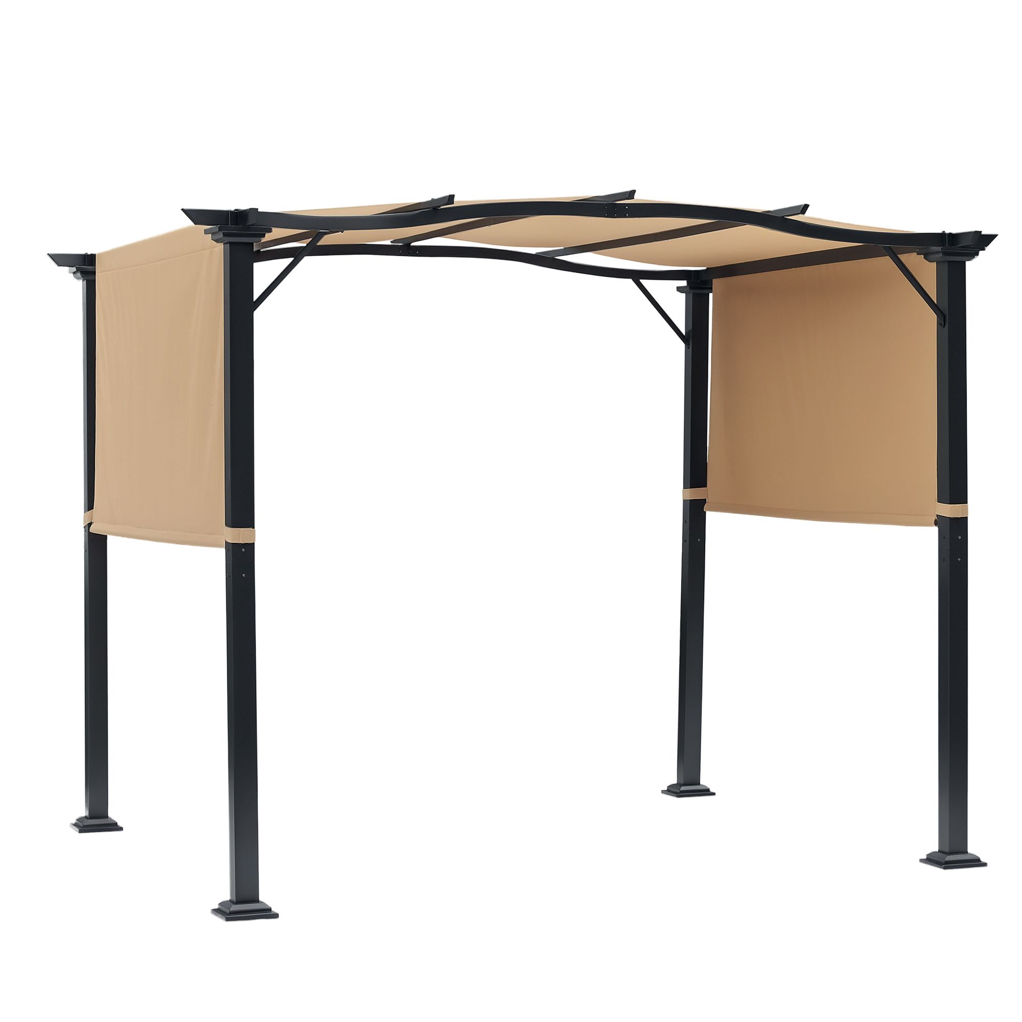 Outsunny Outdoor Gazebo Overhead Backyard Shade Sun Shelter Steel In Khaki