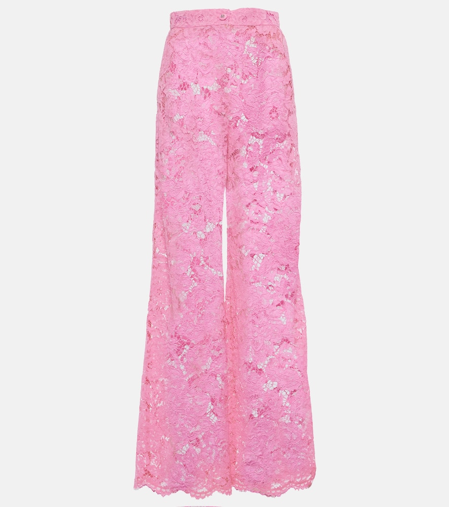 Mid-rise lace wide-leg pants