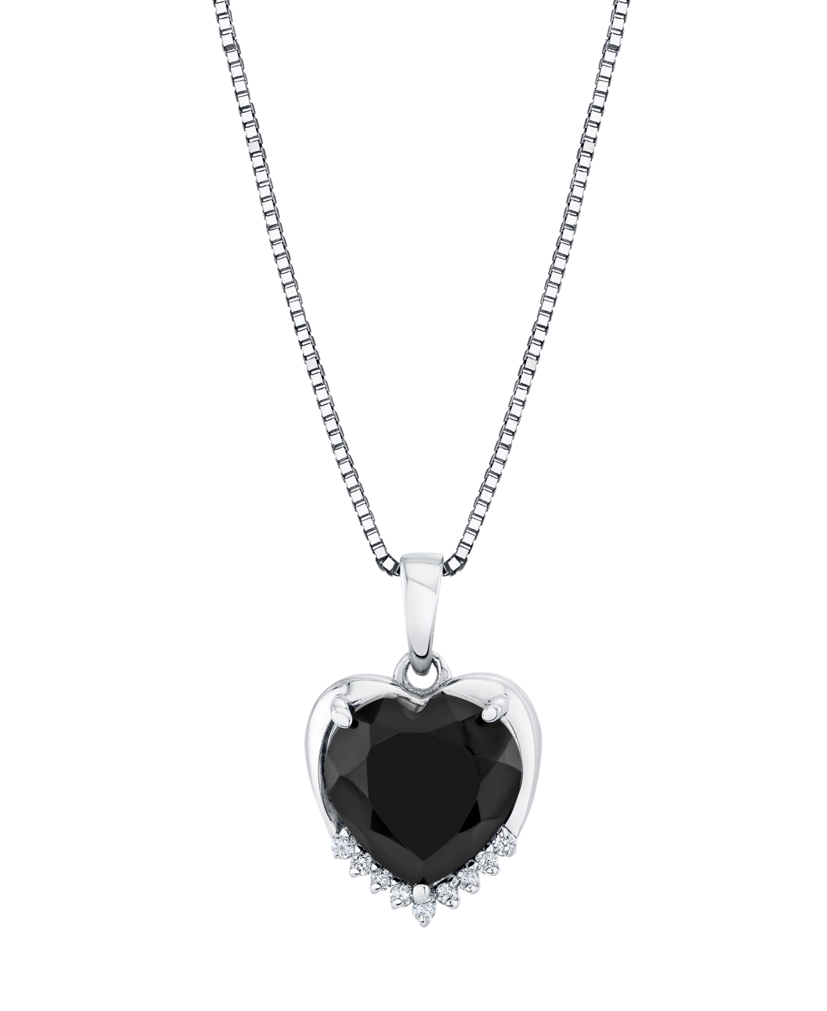 Onyx (2-3/4 ct. t.w.) and Diamond Accent Heart Pendant Necklace in Sterling Silver - Silver