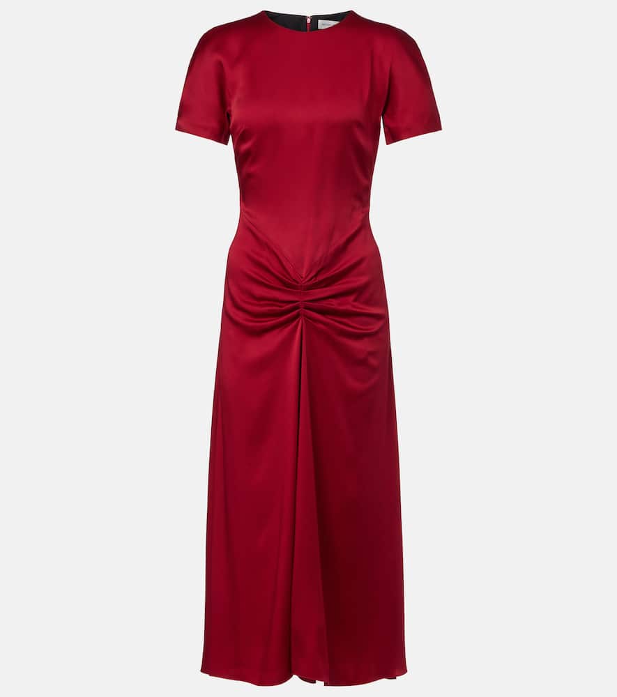 Gathered satin midi dress