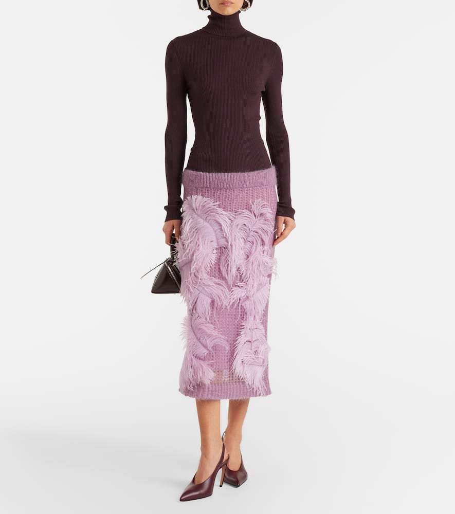 Ribbed-knit virgin wool turtleneck top