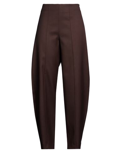 Woman Pants Dark brown Size M Polyester, Viscose, Elastic fibres