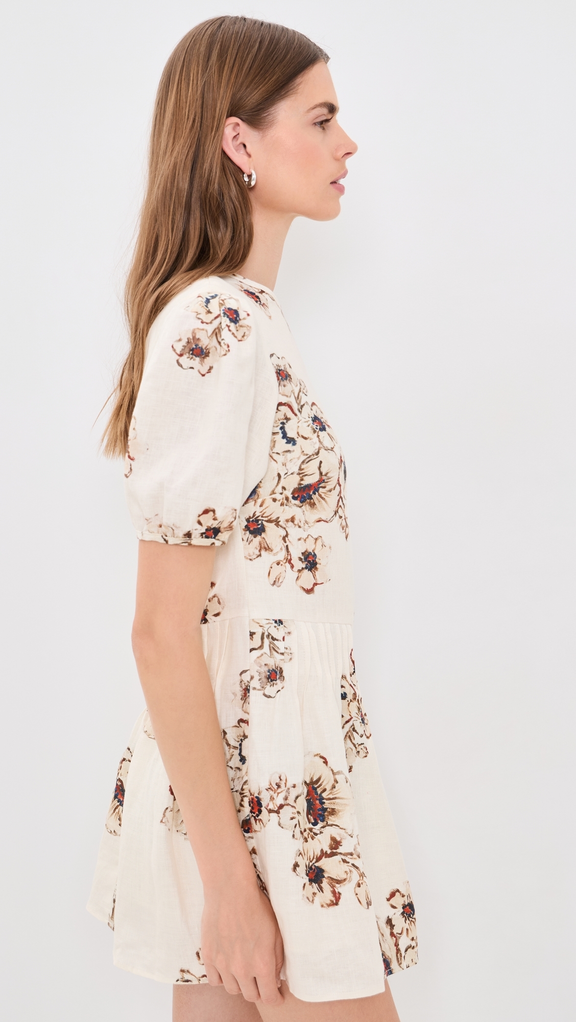 Freja Puff Sleeve Linen Mini Dress Rosetta