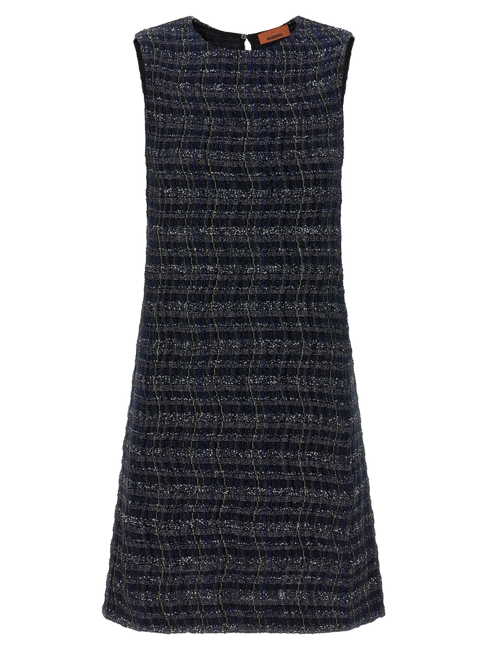 Metallic Tweed Dress — Navy