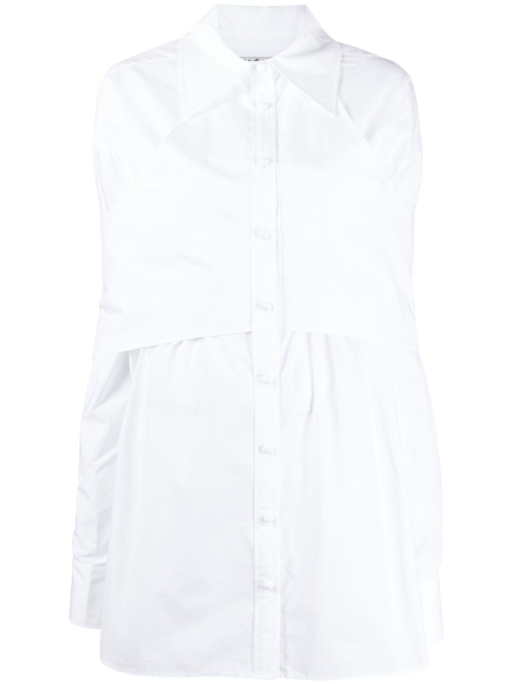 Rear-tie cotton shirt dress - White