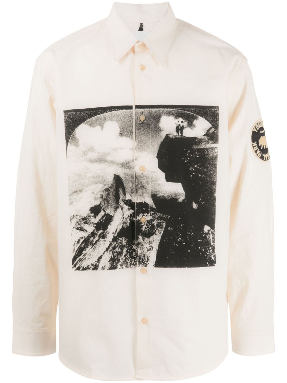 Graphic-print cotton shirt - Neutrals
