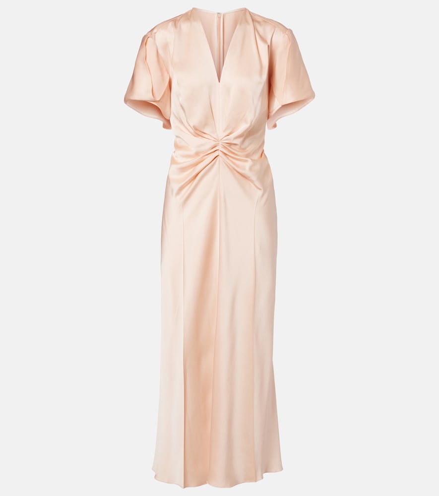 Eve gathered satin crêpe midi dress