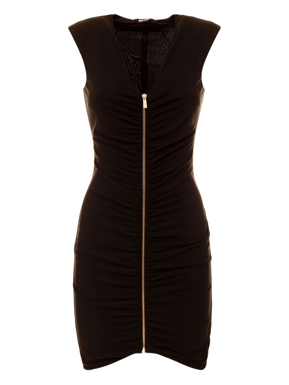 Zip-front ruched dress - Black