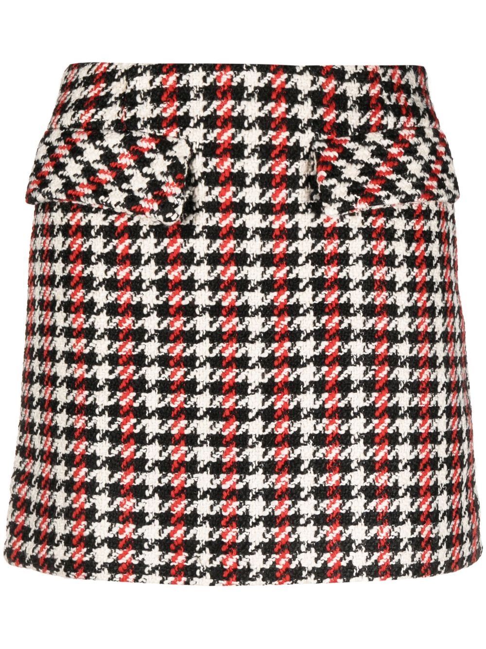 Houndstooth A-line mini skirt - Red