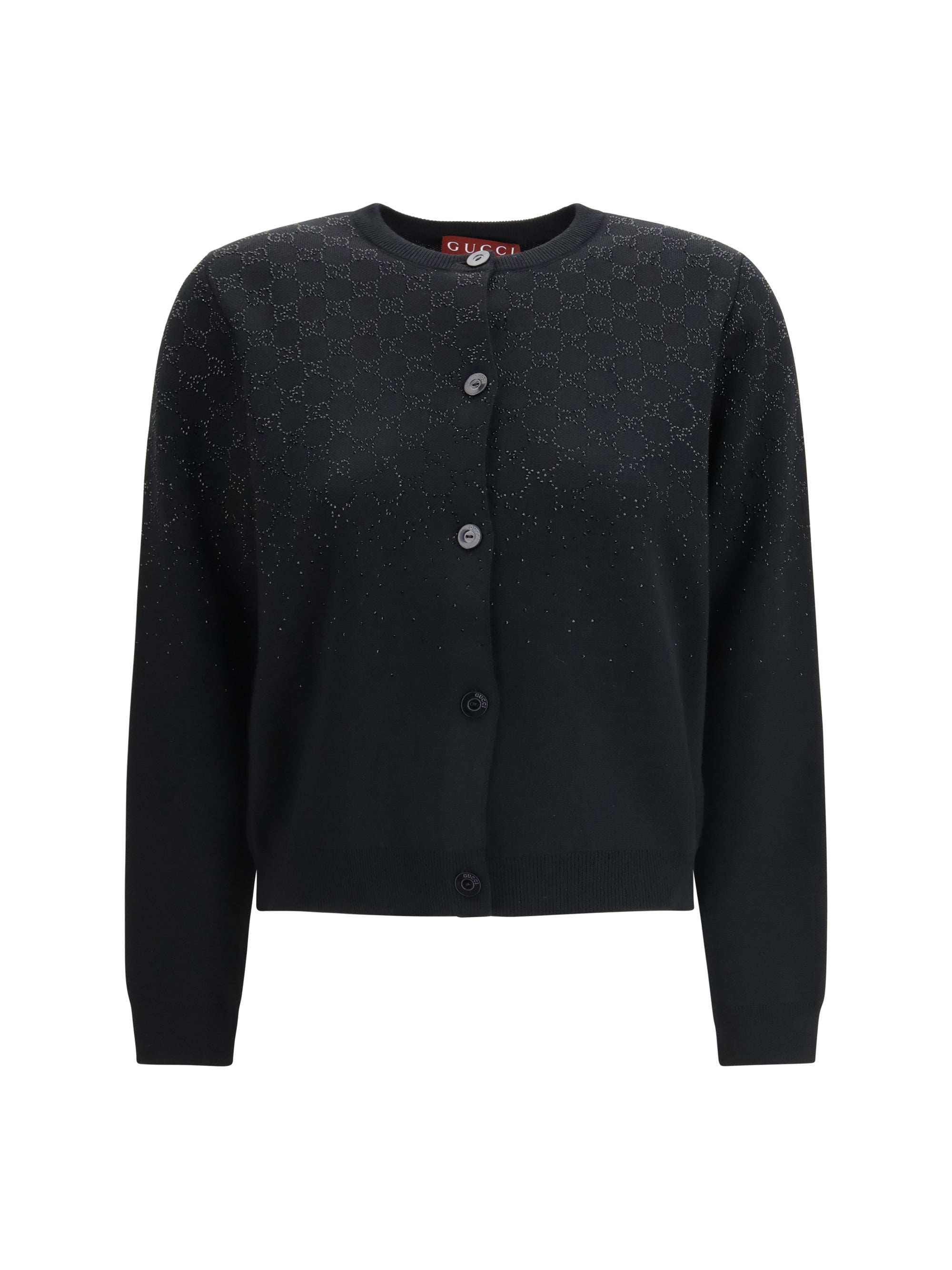 GG Crystal-Embellished Wool Cardigan — Black