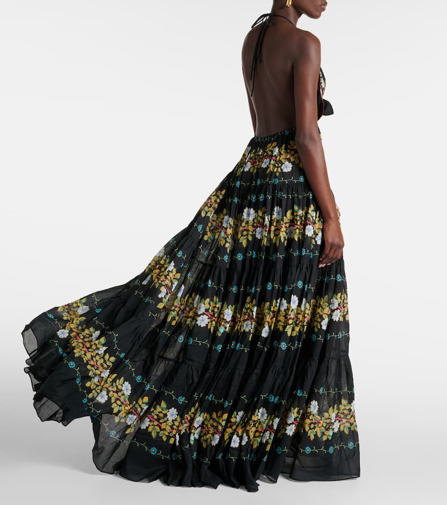 Floral tiered cotton gown