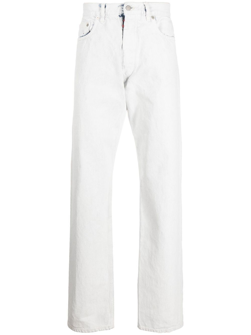 Painted-design straight-leg jeans - White