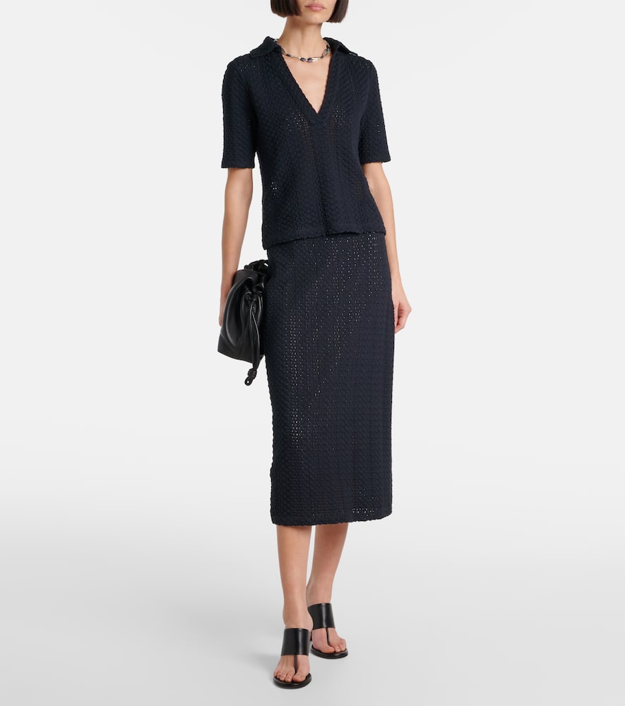 Open-knit cotton polo shirt