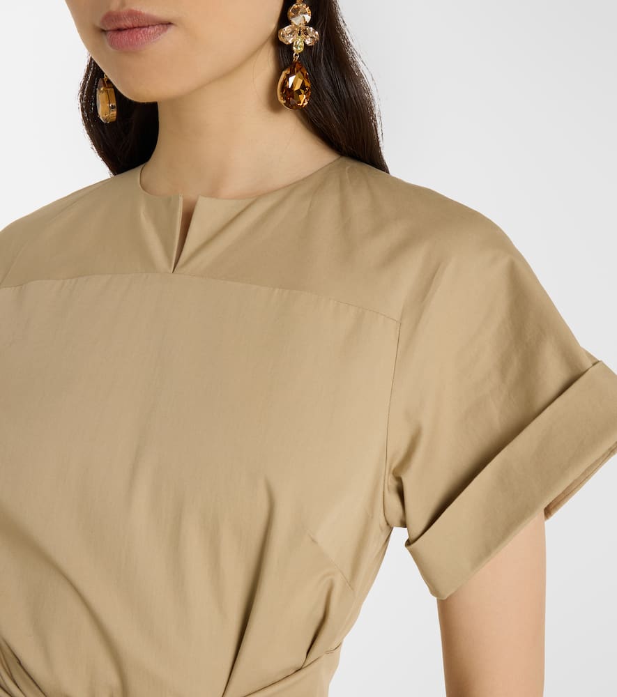Gathered cotton midi dress