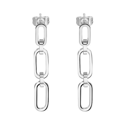 Stainless Steel Rectangular Chain Link Drop Earrings