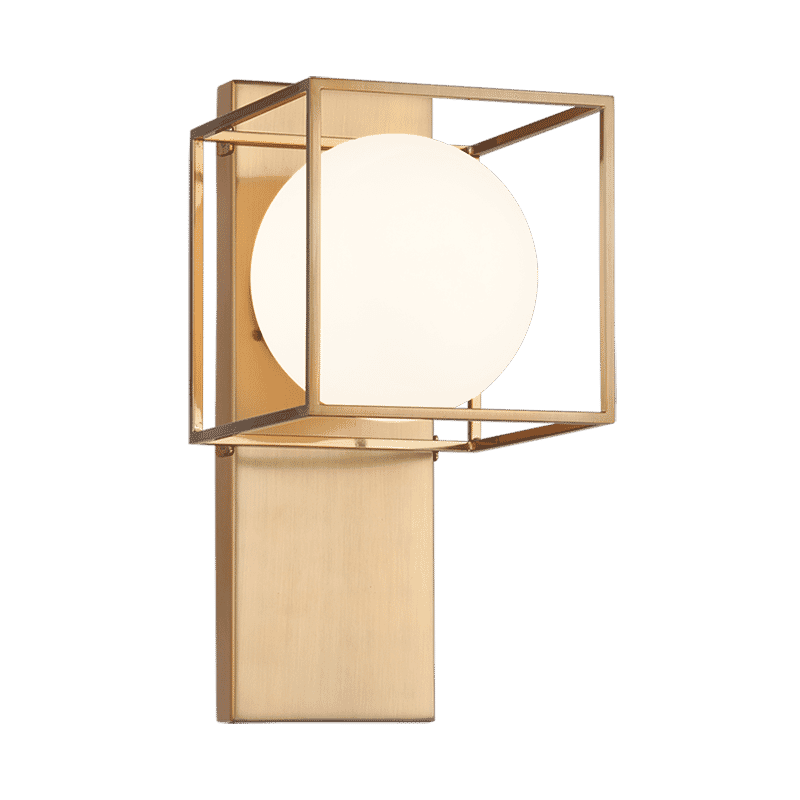 Aged Gold Brass One Light Wall Sconce from the Squircle Collection
