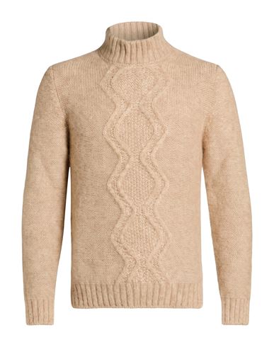 Man Turtleneck Beige Size L Alpaca wool, Polyester
