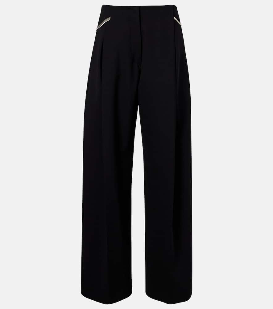 Pleated low-rise wide-leg pants
