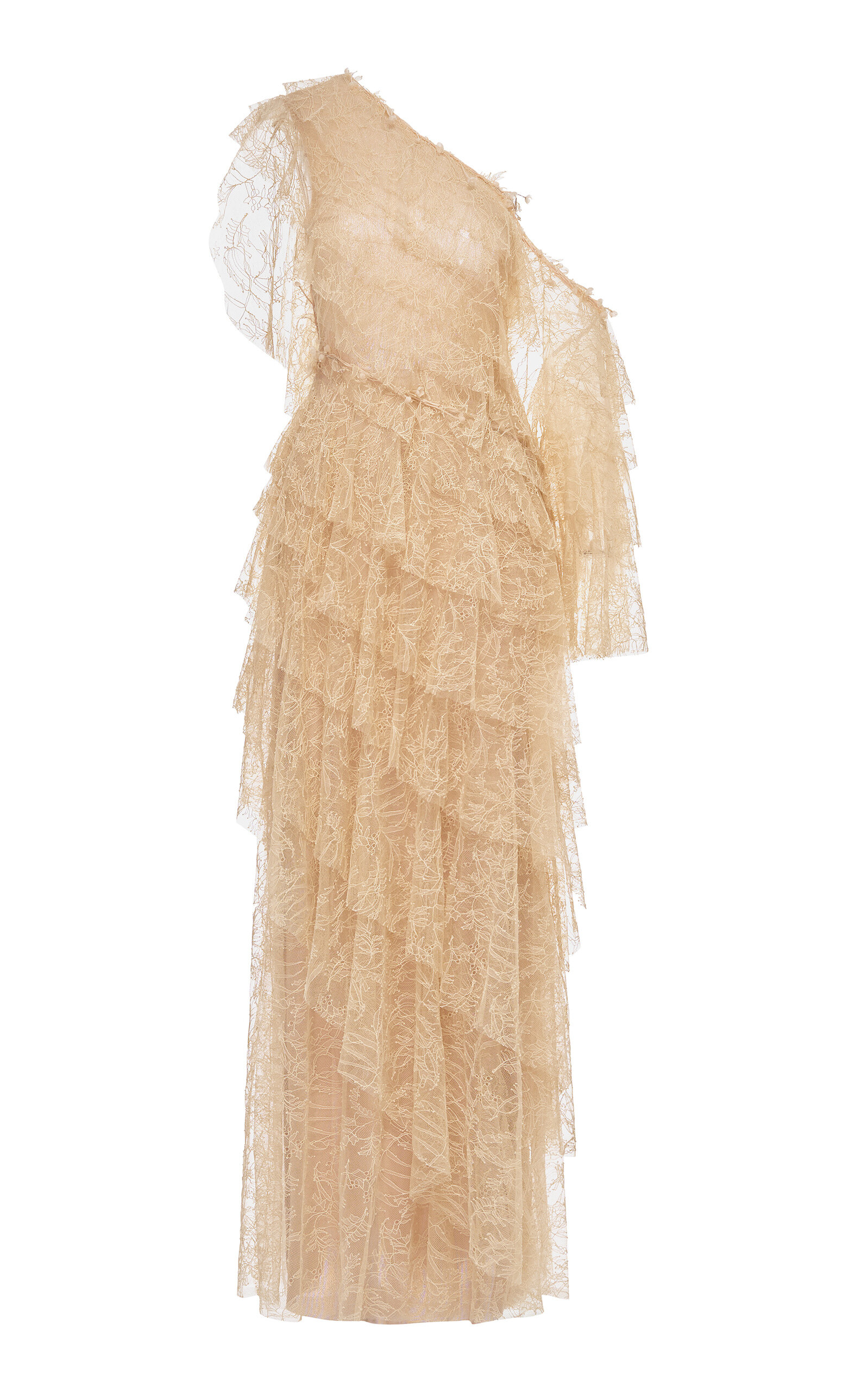 Lace Tiered Asymmetrical Maxi Dress - Moda Operandi