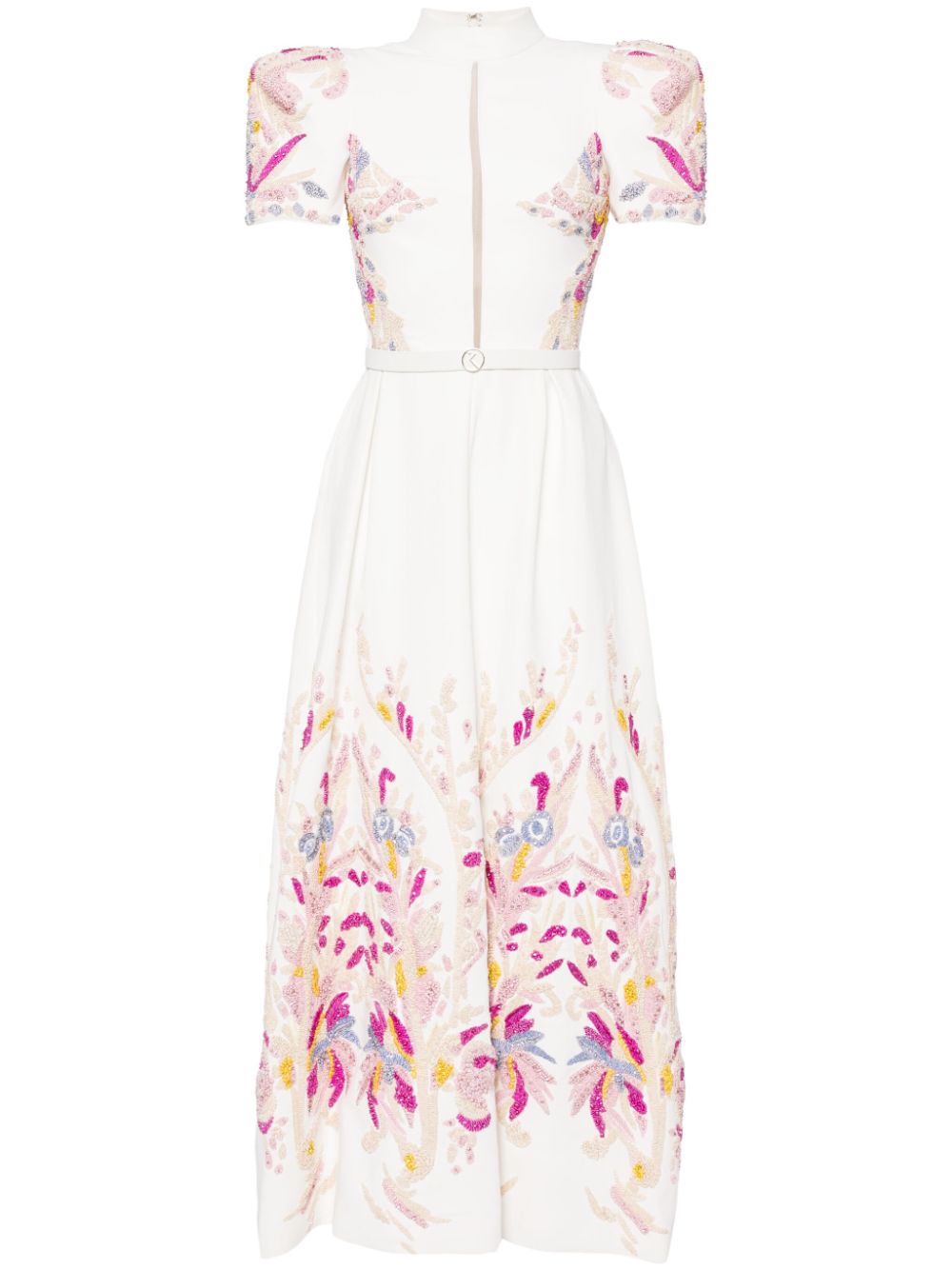 Bead-embellished crepe maxi dress - White