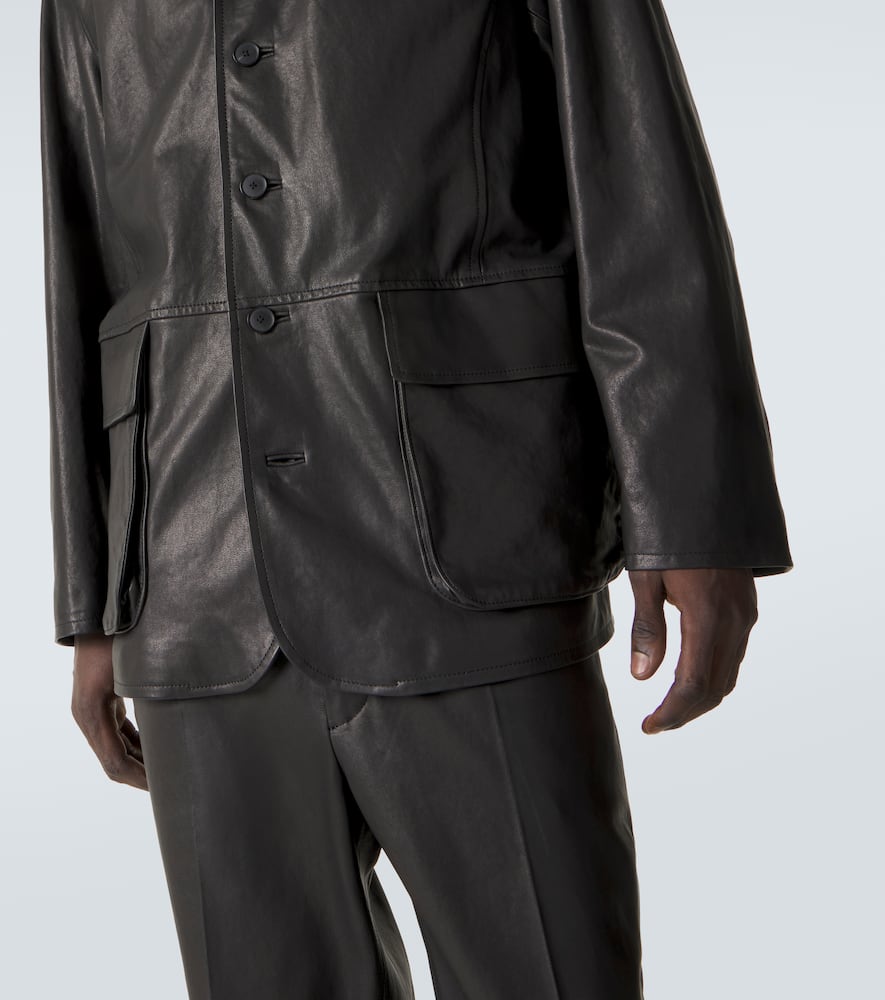 Leather blouson jacket