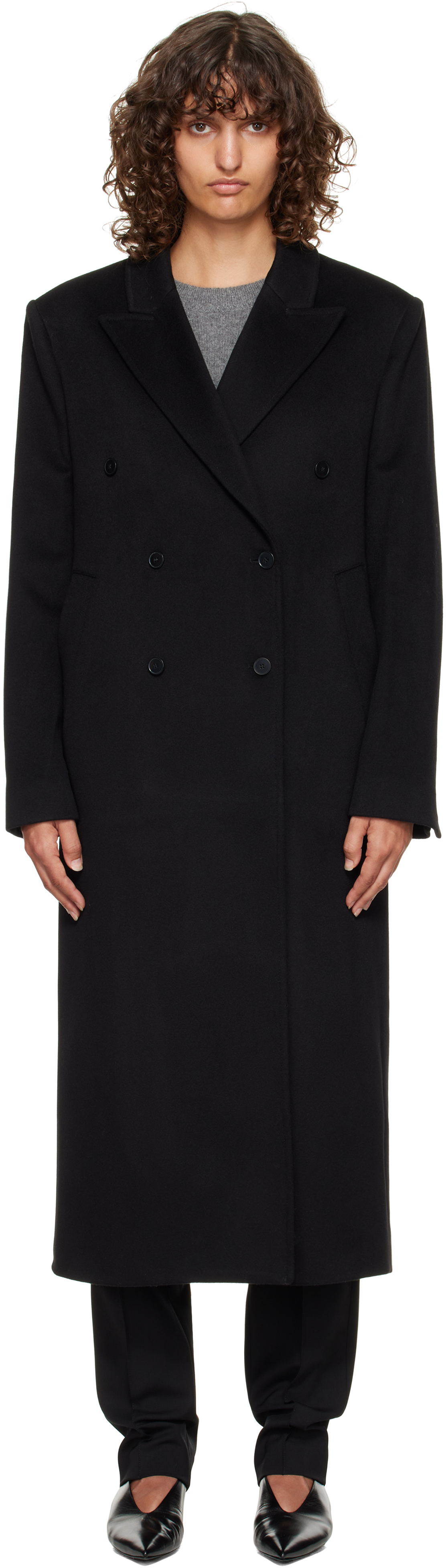 Black Rosco Double Breasted Long Coat