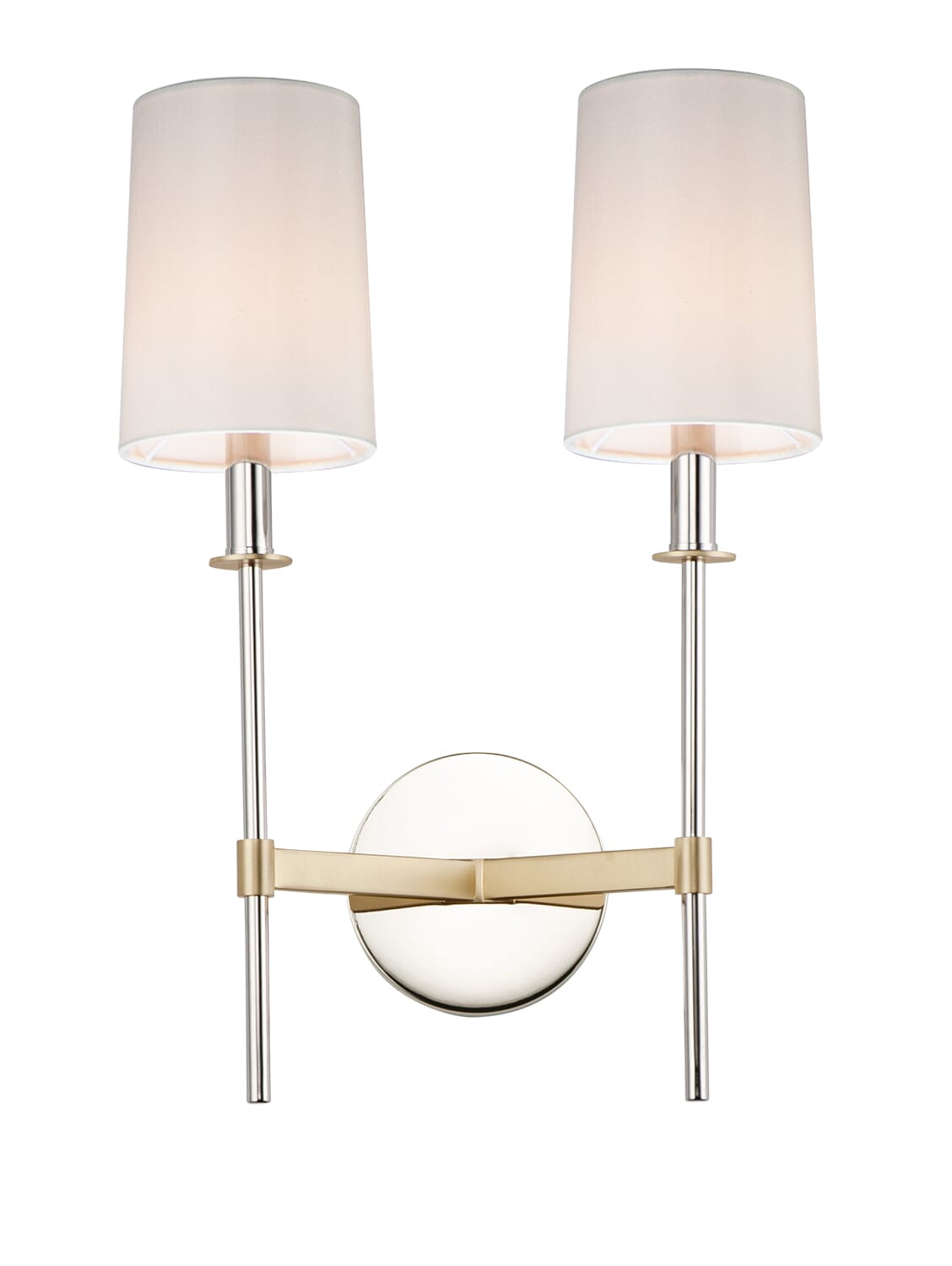 Maxim Uptown 2-Light Wall Sconce in Satin Brass and Polished Nickel - 32392OFSBRPN