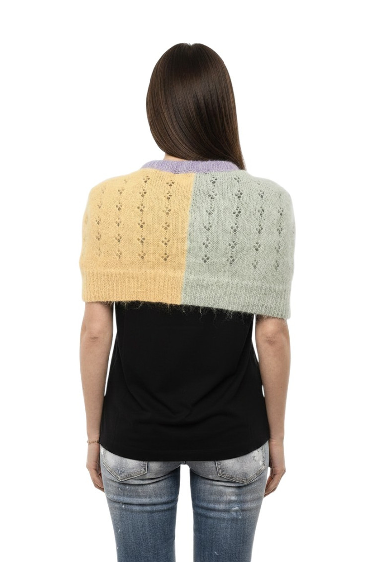 Purple Color Block Crew Neck Sweater