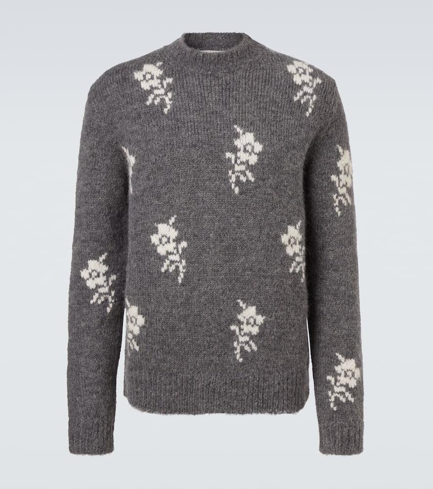 Floral intarsia alpaca and wool-blend sweater