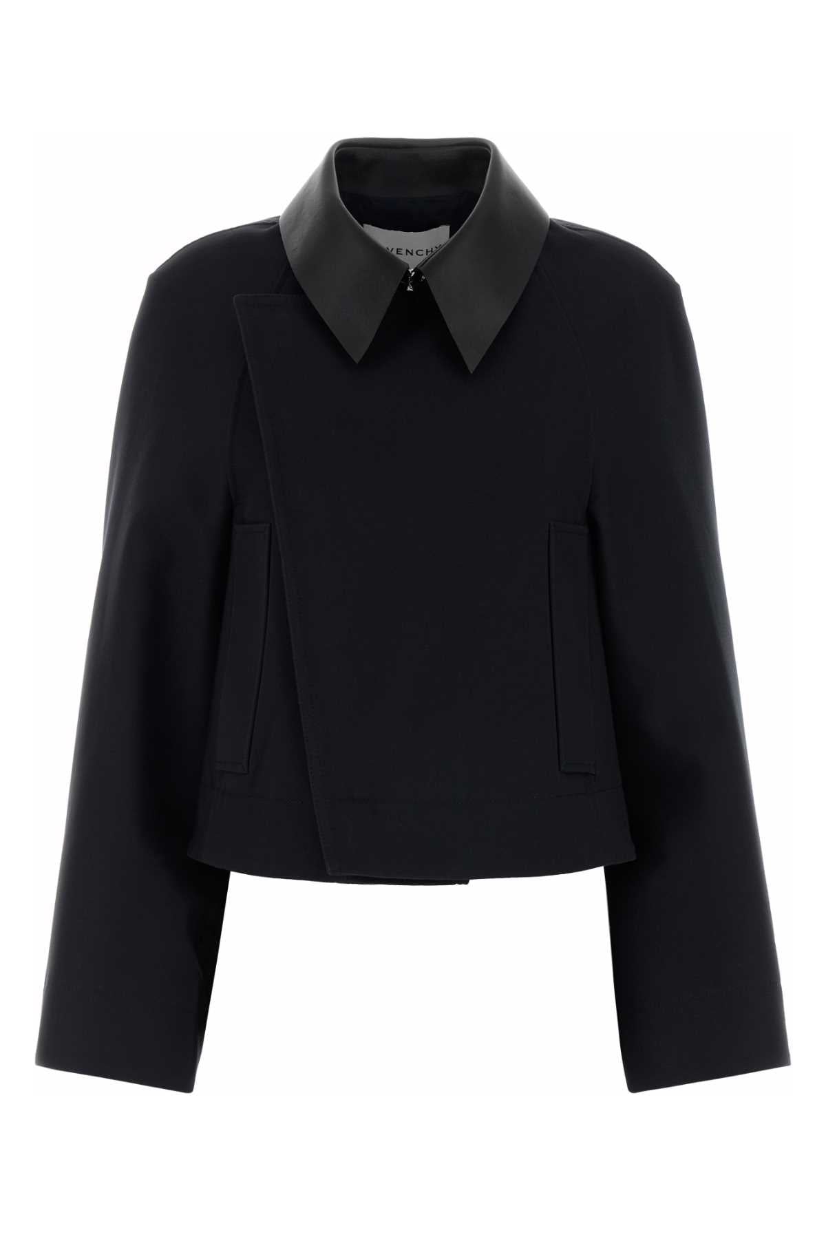 Wool-Blend Cropped Jacket — Black
