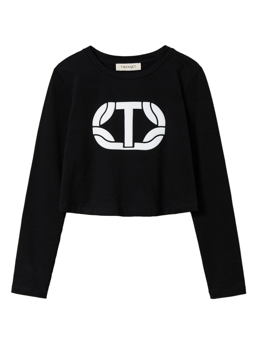 Logo-print cropped t-shirt - Black