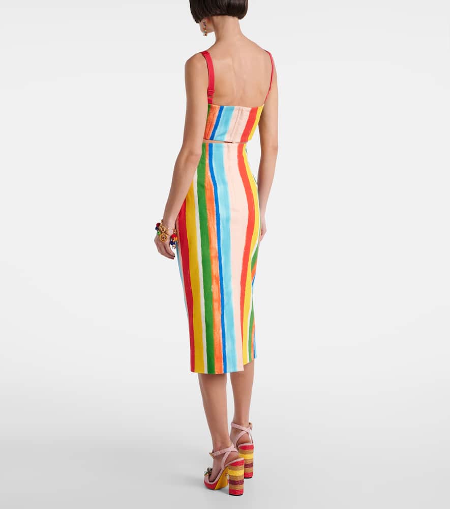 Striped cotton-blend tank top