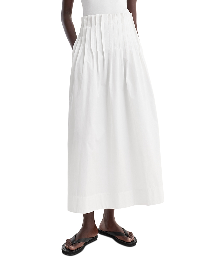Pleated Poplin Maxi Skirt